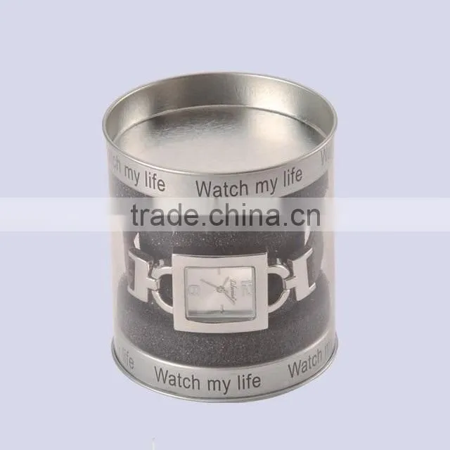top quality wholesale fashion sponge inside round watch storage box with transparent body