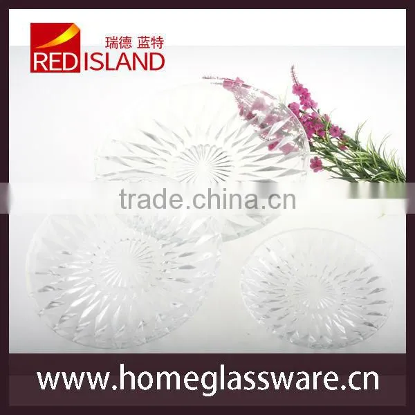 wholesale engraved crystal glass plate fruit plate