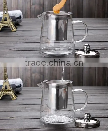 450ml/700ml borosilicate glass teapot heat resistant glass teapot with stainless steel filter