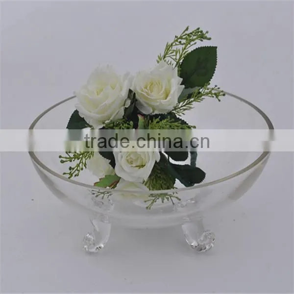 Clear handmade glass fish pot, large round practical home use glass bowl