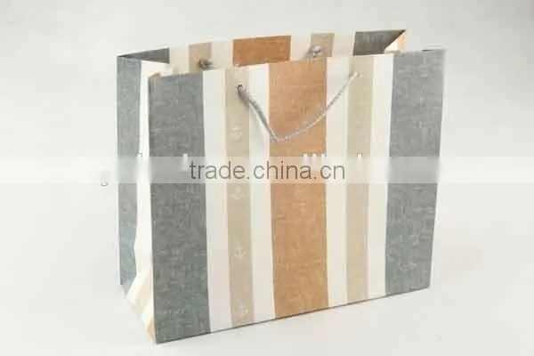 Printed Foldable Gift Bag With Stripe Patterns/ Shopping Paper Bag