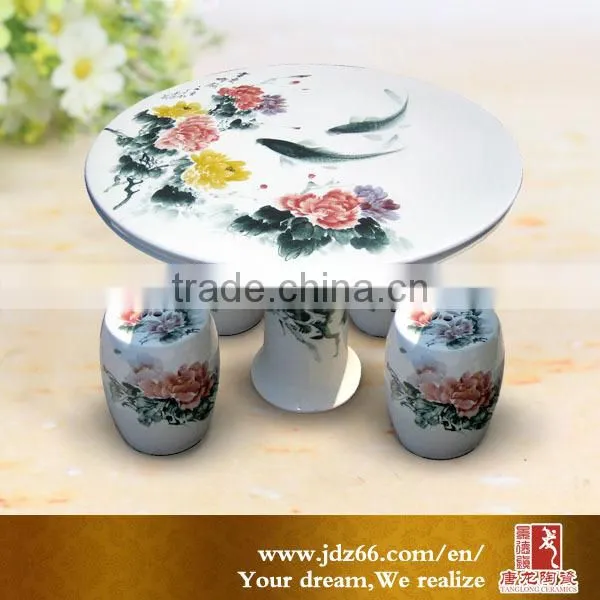 Garden decoration handpaimted flower ceramic round dinning table in hot sale