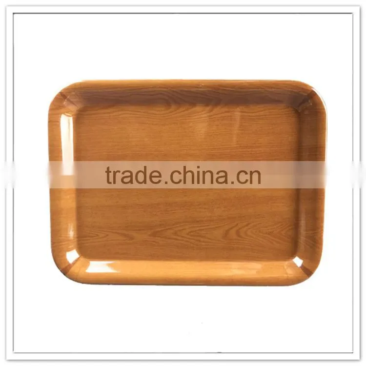 Novelty made in China melamine smooth wood-like barware serving tray, melamine trays