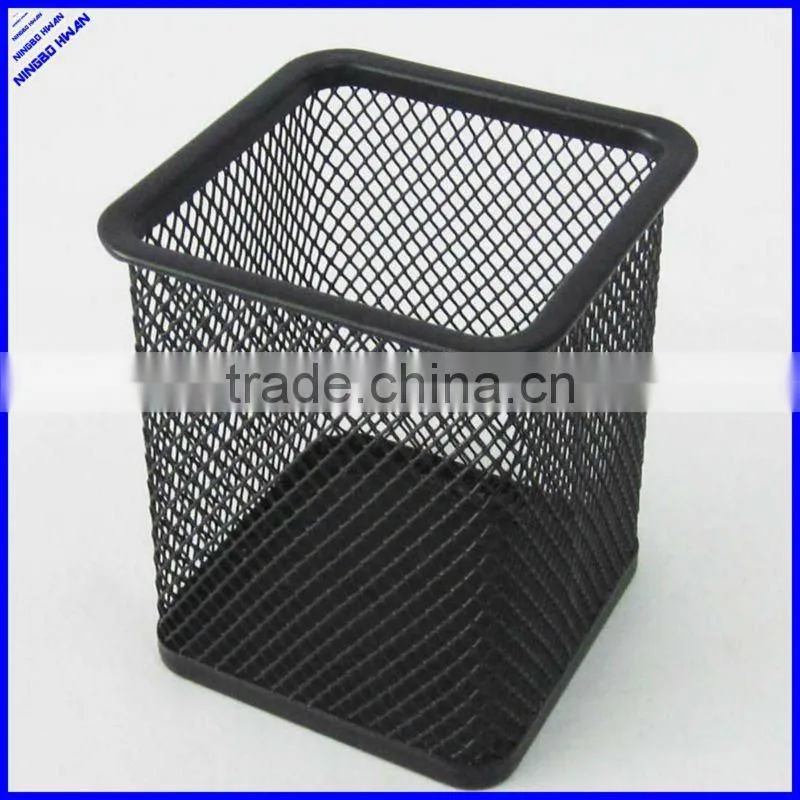 Quality round black metal mesh paper clip holder