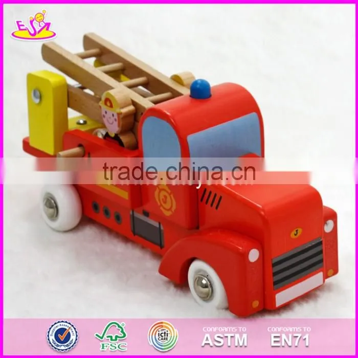 2017 New design children wooden fire truck toys W04A289