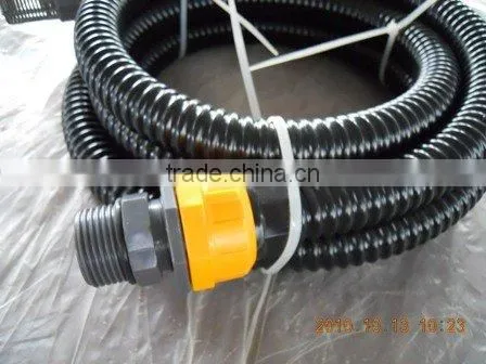Black 1 inch plastic tubing with two fittings