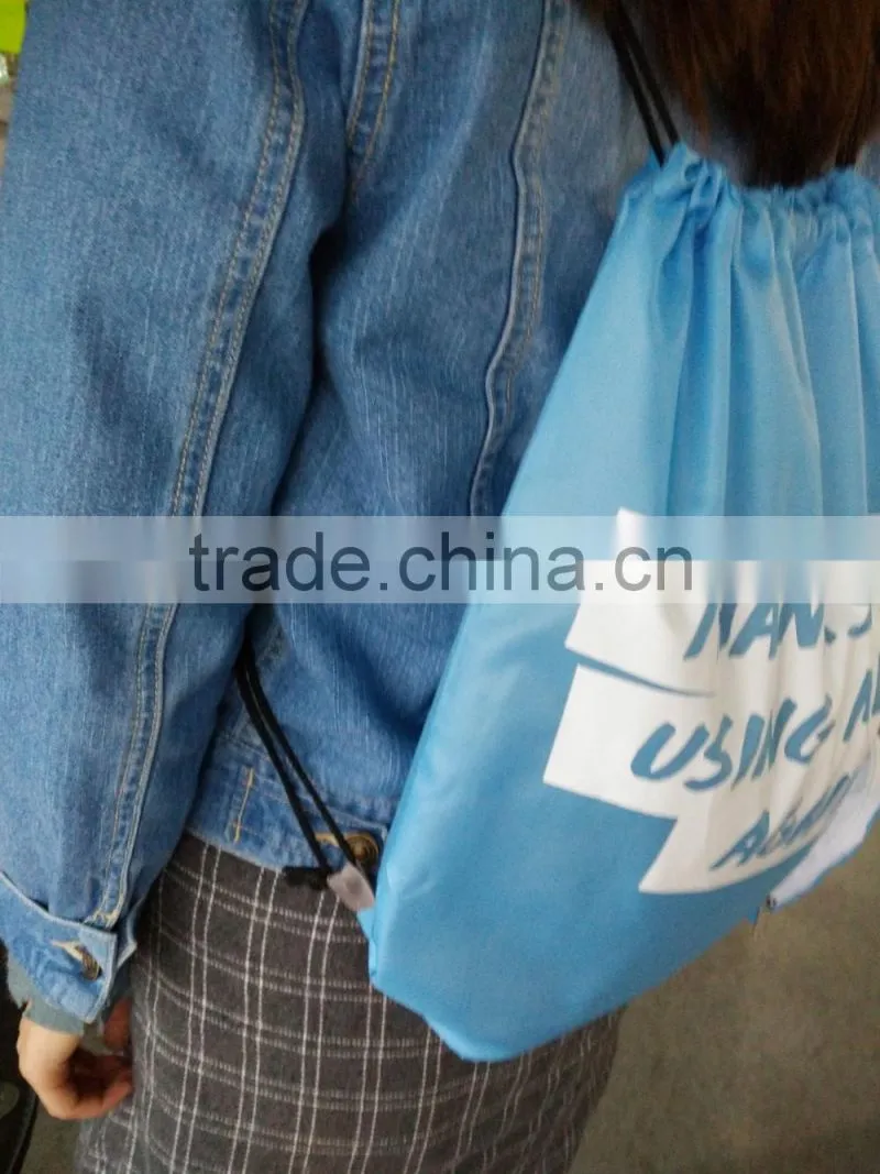 Alliance safe rpet polyester foldable drawstring bag for shopping