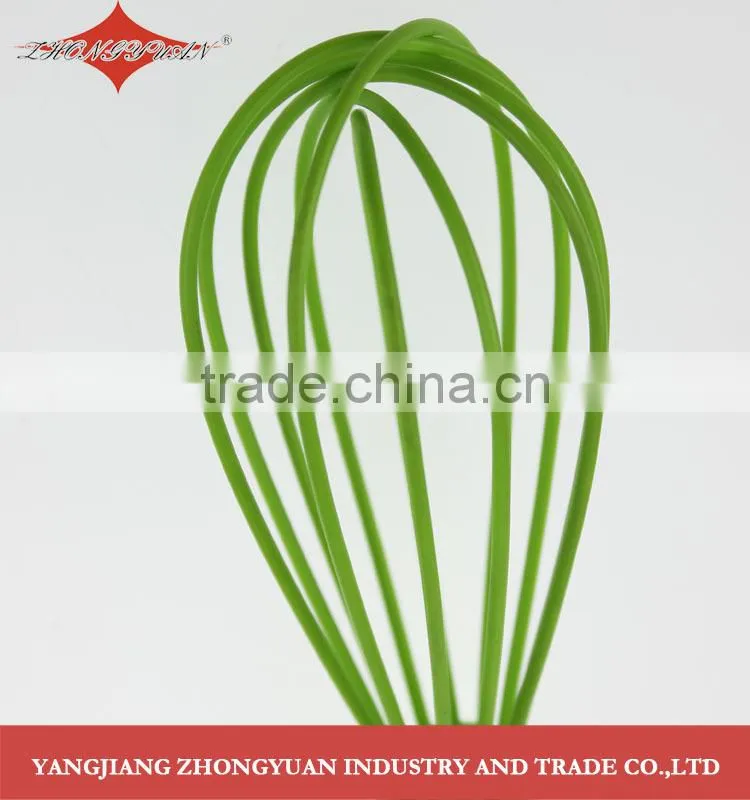 Food grade egg tool silicone coated head wires egg whisk with plastic handle