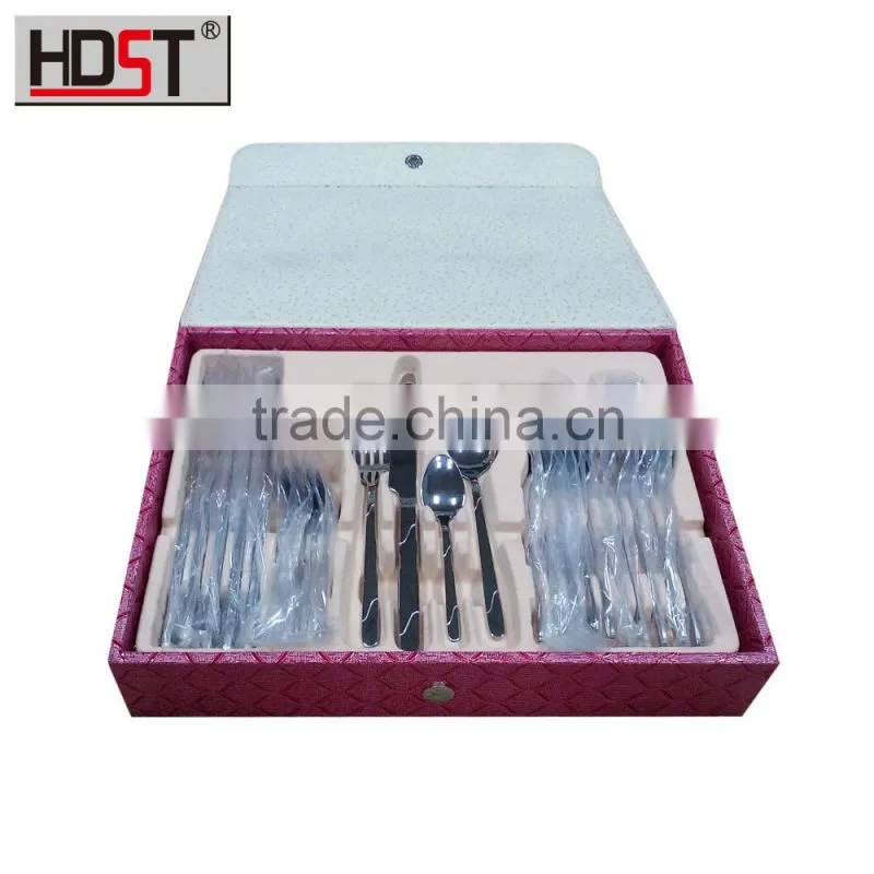 Red simple leather boxes 24 piece in a set elegant table flatware set