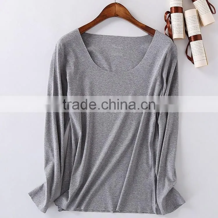 Fashion custom plain long sleeve women bulk wholesale t shirts