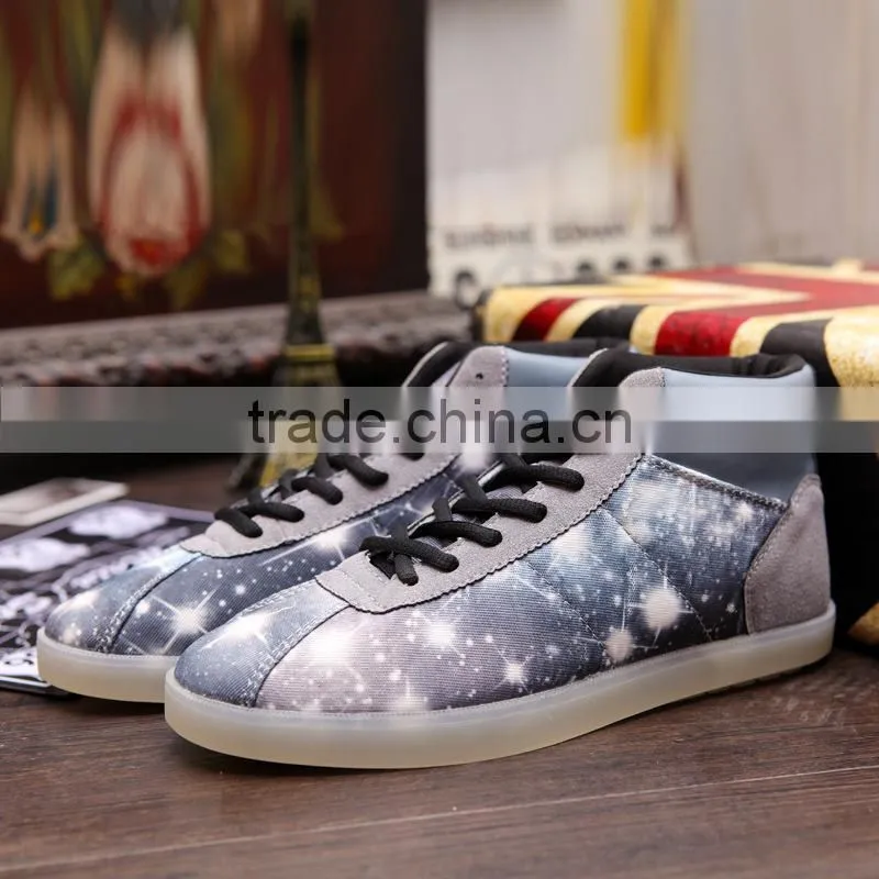 HFR-JS08 2015 super fashion latest LED glittering canvas shoe