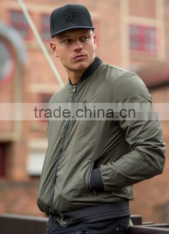 Hot Sale Khaki Men's Bomber Jacket 100% Polyester Dri-Fit Performance Full Zip Jacket Lightweight Windbreaker