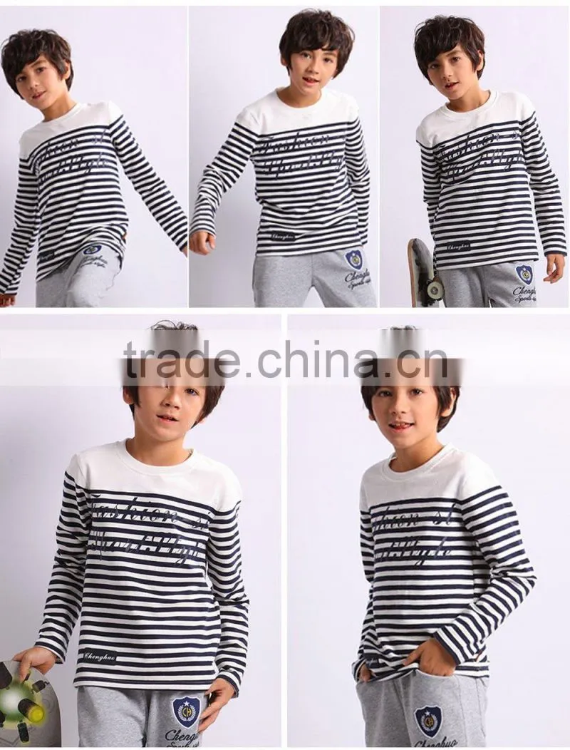 kids boys Round collar stripe high quality tshirt