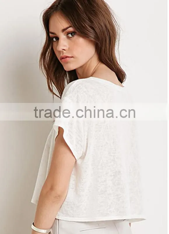 2015 Hot sale women wear knit crop top loose top