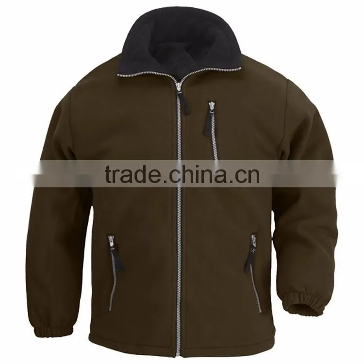 high quality wholesale men polar fleece jacket casual outdoor garment with zipper