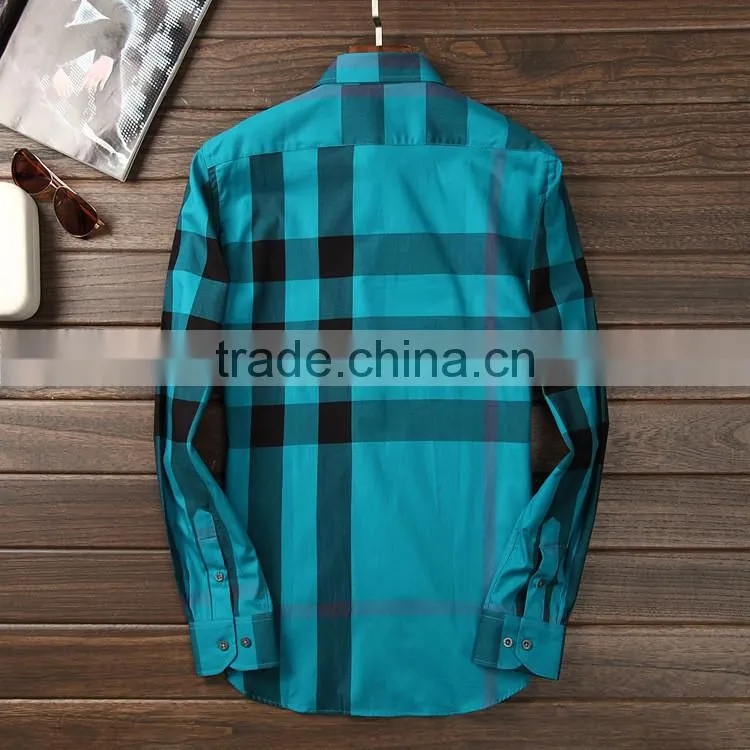 Best price bulk wholesale long sleeve check pattern bright color embroidered shirt