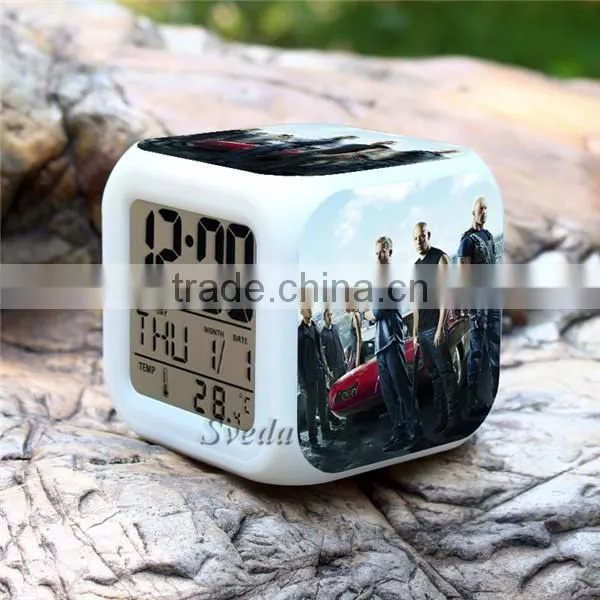 (Hot movie) Hot Gift 2015 New Fast & Furious LED Digital Clock Alarm Clock Mini clock