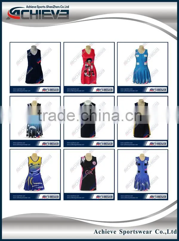 High quality latest cheap pattern netball dress designs custom netball uniforms
