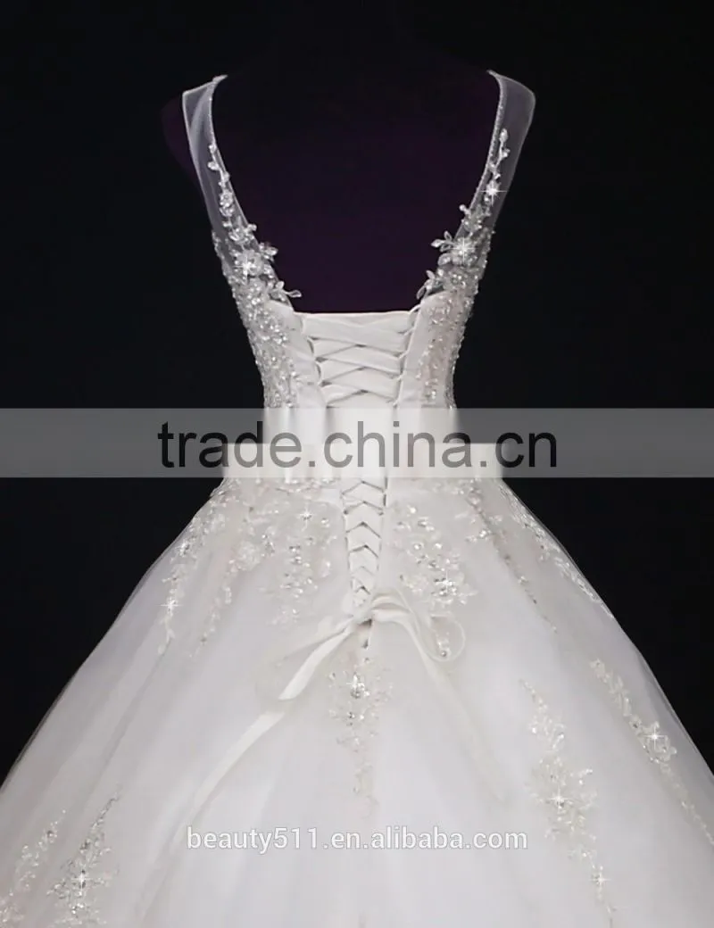 2017 New Style Luxury Beaded Round neck long sleeve Mermaid Lace wedding dress BS42