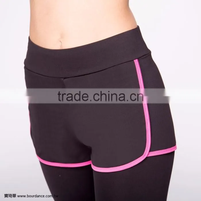 Hot sale girl sports layer capri dance pants