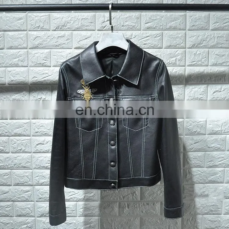 Fashionable Wholesale Women Real Leather Jacket for Ladies Cheap Leather Jackets