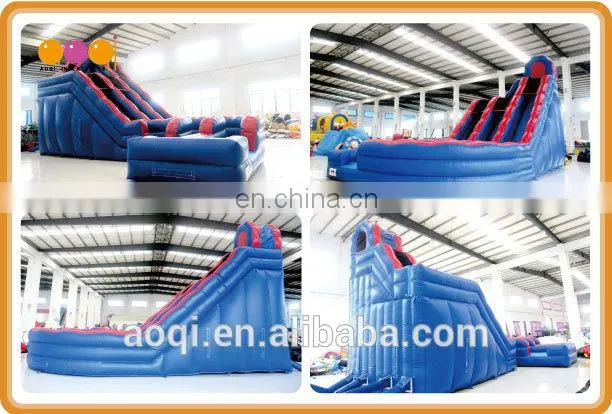 AOQI with free EN14960 certificate inflatable bouncing water slide high 0.55mm pvc tarpaulin inflatable slide in 2016