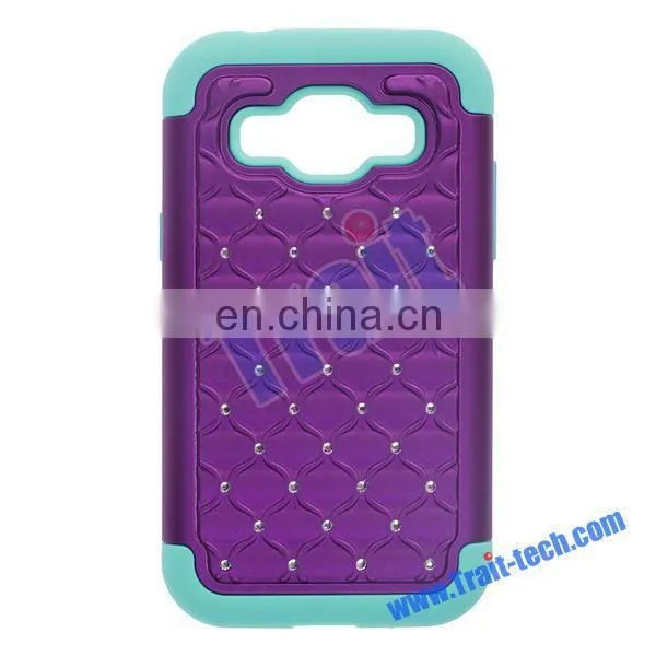 2015 Shenzhen Factory Diamond Silicone+ PC Back Case for Samsung Galaxy J1 J100