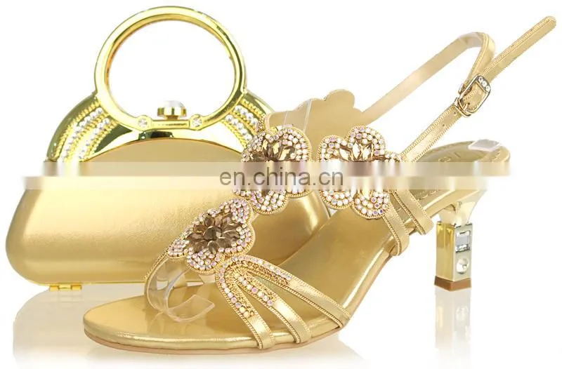 Gold wedge heel bridal shoe