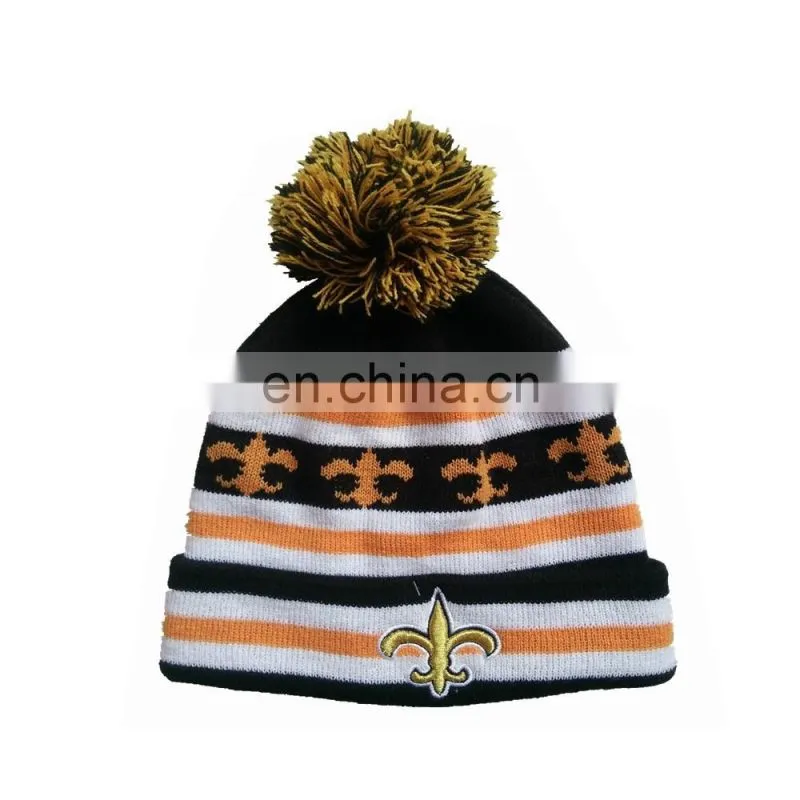 Wholesale acrylic knitted custom pom pom hat