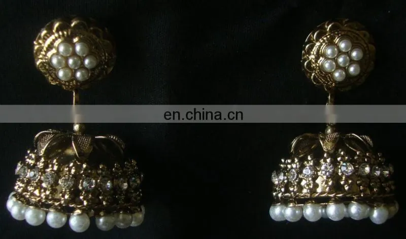 Indian Jewelry Jhumka Earrings, Big jhumka, Gold silver plated earrings Manufacturer