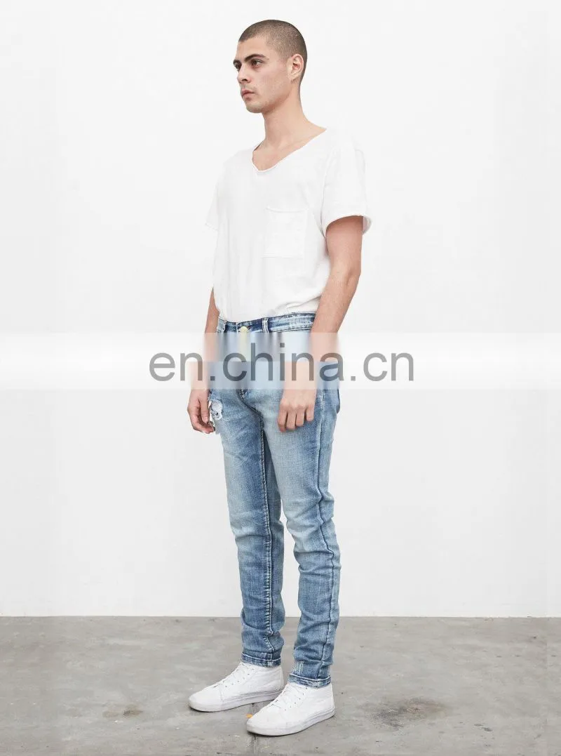 DiZNEW Destroyed stretch denim jeans rips skinny denim man jeans pant ripped jeans