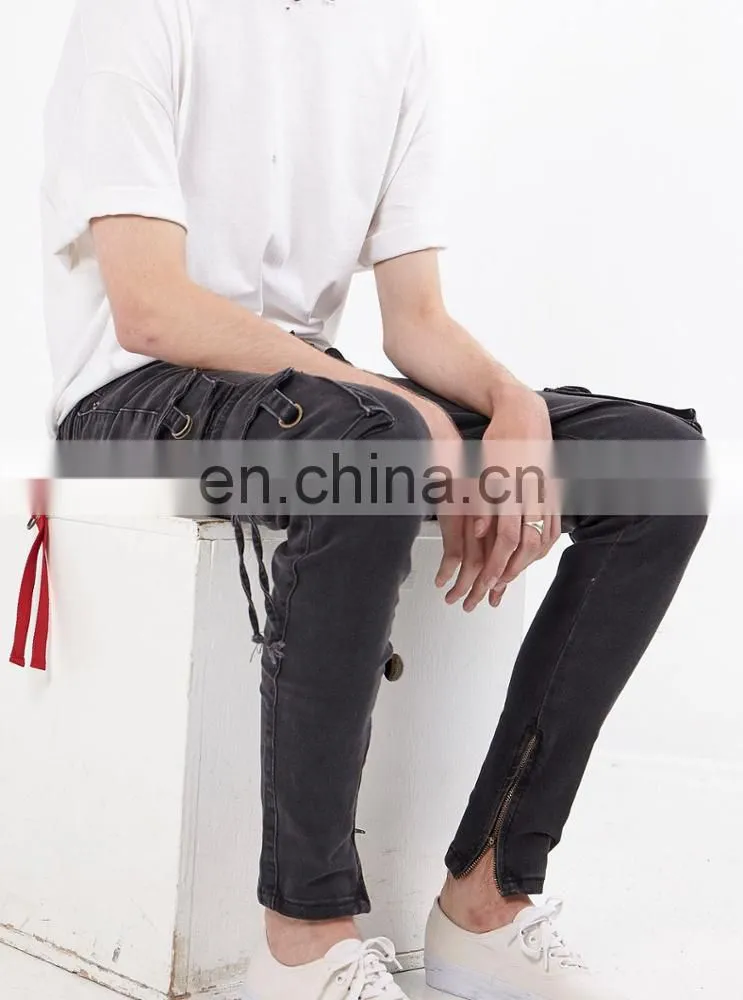 DiZNEW Black Denim D Cargo Jeans For Men