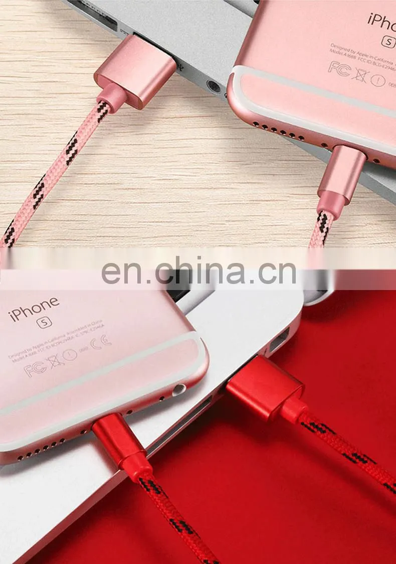 Fabric Data Line Fast Charging Line Phone Charger Usb Charging Nylon 1M Micro Usb Type-C Ios Cable 3 In1 Mobile Phone Data Line