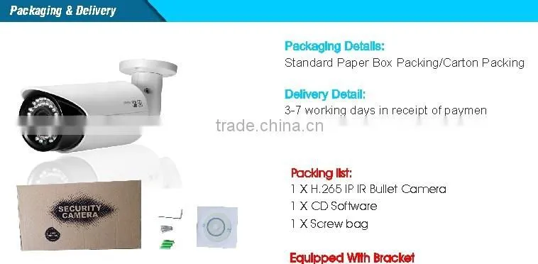 H.265 Security IP Starlight Full Color IR Bullet Camera 1/1.8" SONY 178 CMOS 5.0MP Night Vision Megapixel CCTV Camera
