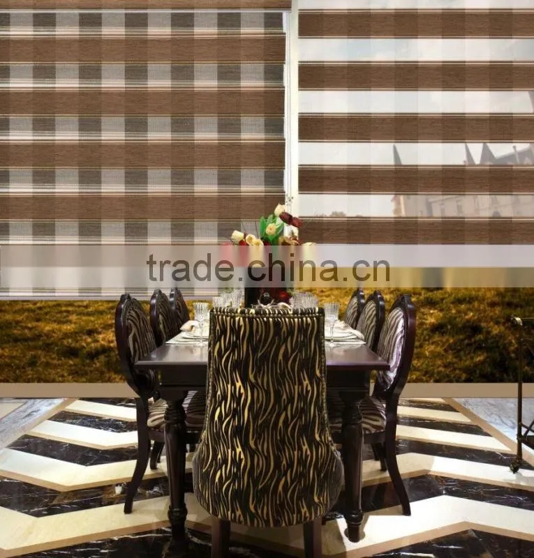 QINGMIAO Wholesale Double Layer Horizontal Pattern Roller Type Window Blinds
