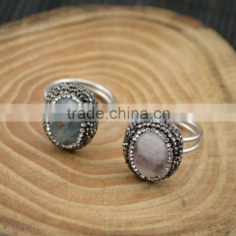 LFD-008R ~ Wholesale Druzy Stone Pave Rhinestone Rings Jewelry Finding