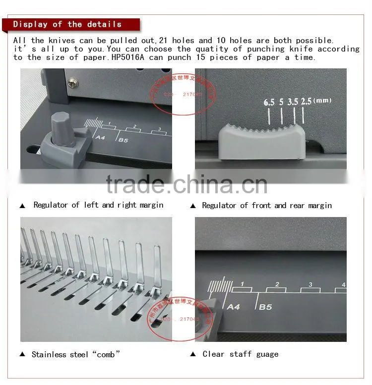 Plastic comb ring binder machine