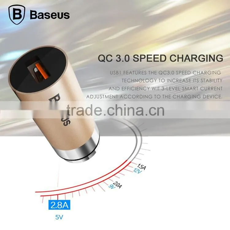 Baseus original carQ series USB QC3.0 car charger for iphone 6/6s/6 plus/Samsung s7 2.8A quick charging metal car charger