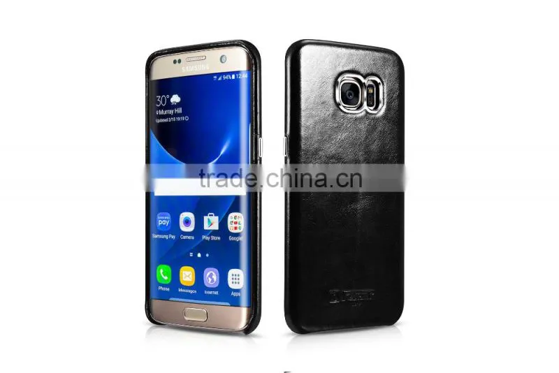 Original Icarer Vintage Series High Quality Real Leather Rubber Back Case for Samsung S7 edge MT-5682