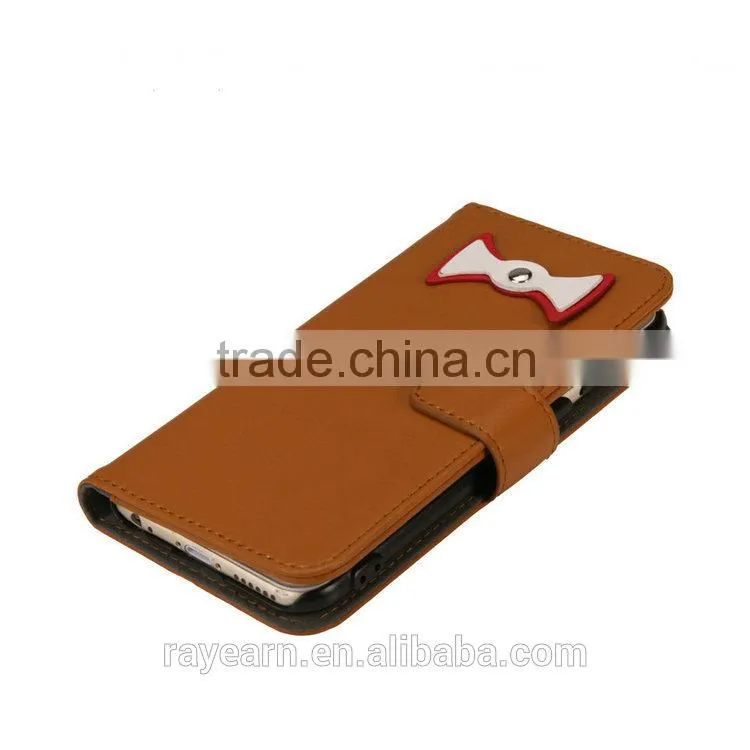 Sweety bow tie leather case for iPhone user young group