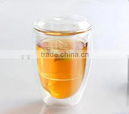 350ml handmade borosilicate double wall glass coffee cup