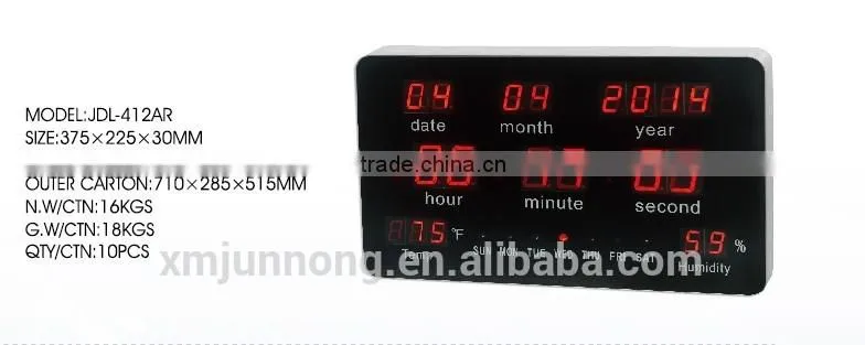 LED Digital Clock with Calendar Temp& Humidity Display