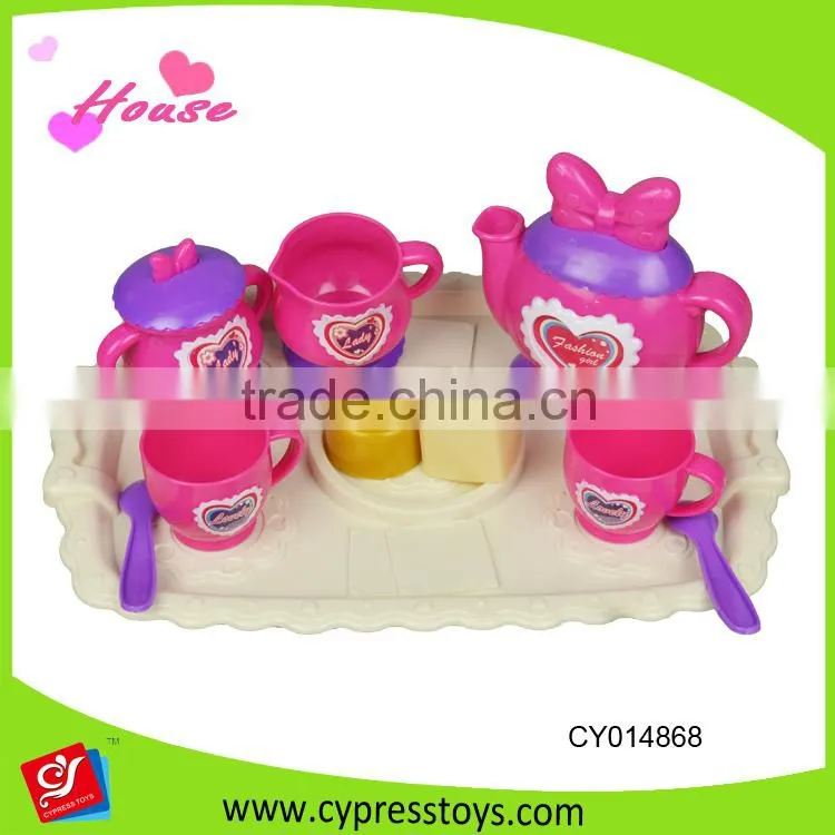 Pink tea play set with snack for girl