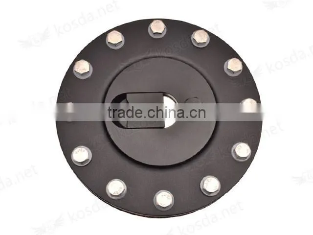 Polished finish fuel cell cap assembly gasket , 12-Bolt Flush Mount Fuel Cell Cap Assembly