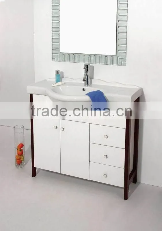 2015 new design for bathroom cabinet/bathroom vanity with colour basin/high gloss bathroom cabinets