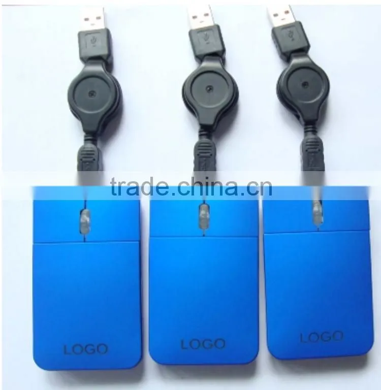 USB wired LED logo flat credit card gift slim mouse