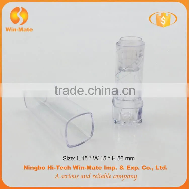 Hot sale ! 5.4g square cap plastic transparent lipstick tube packaging