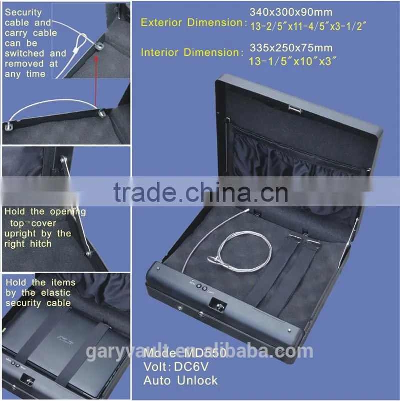 Wholesale- MD550 Micro Vault Digital Code Jewelry Car handgun pistol portable A4 file security storage steel Mini Safe Box