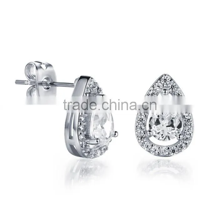 rhodium plated jewellery copper popular zircon micro pave earring