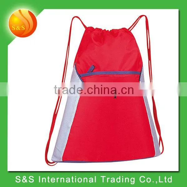 Metro techno drawstring duffle drawstring sports bag with front zipper pocket
